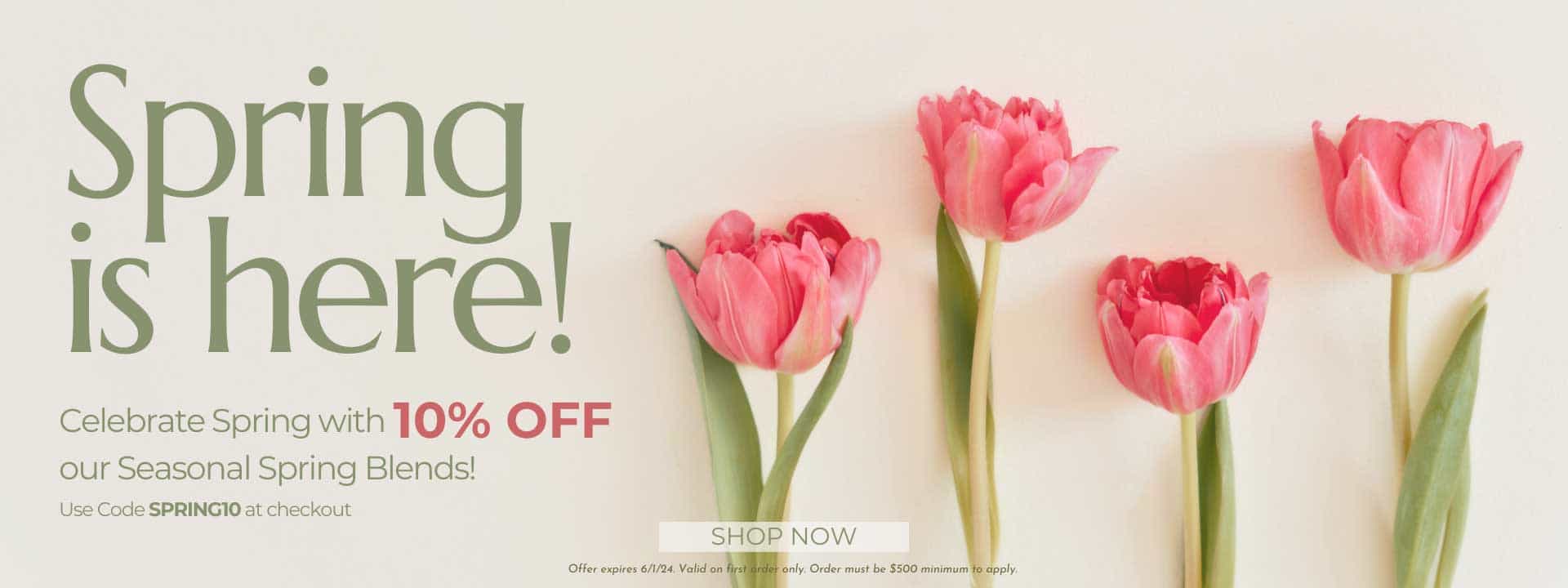 Spring Blends, pink tulips, save 10%
